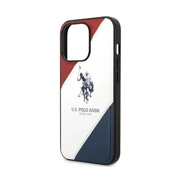 US Polo Assn Tricolor Embossed - Case for iPhone 14 Pro Max (White)