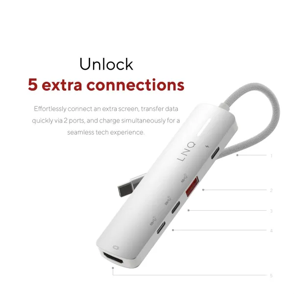 USB Centrmezgls Linq Byelements LQ49051 Balts Pelēks