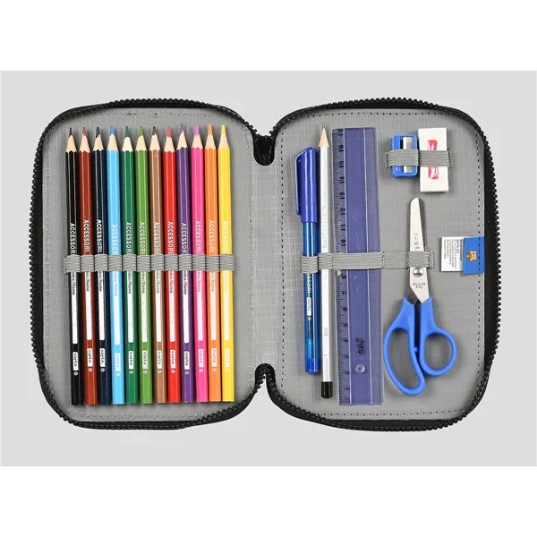 Double Pencil Case F.C. Barcelona Grey (13.5 x 20.5 x 4.5 cm) (34 Pieces)