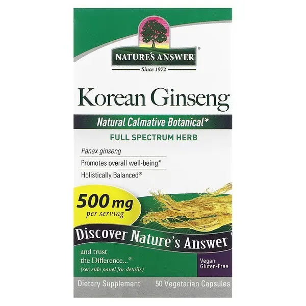 Korean Ginseng, 500mg - 50 vcaps