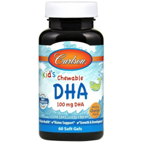 Kramtomosios DHA kapsulės vaikams, 100 mg apelsinų skonio – 60 minkštųjų kapsulių