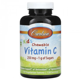 Kramtomosios tabletės vaikams su vitaminu C, 250 mg natūralaus mandarino skonio – 120 vegetariškų tablečių