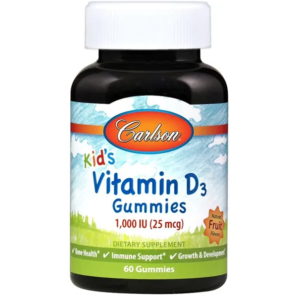 Kid's Vitamin D3 Gummies, 1000 IU Natural Fruit - 60 gummies