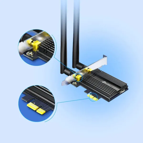 Wi-Fi tinklo plokštė TP-Link Archer TX50E Bluetooth 5.0 2400 Mbps