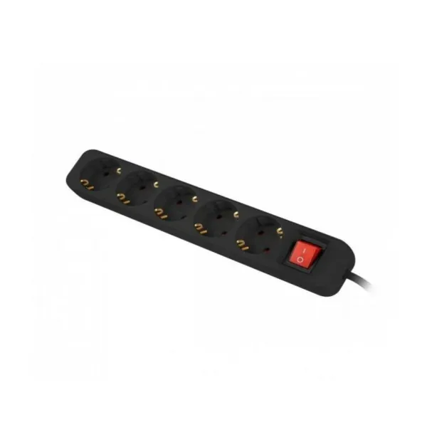 Strāvas virtene - 5 ligzdas Schuko Lanberg 3 m Melns