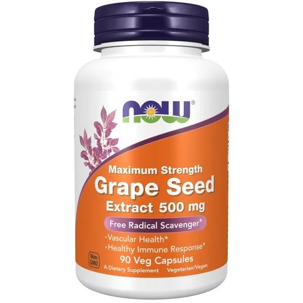 Экстракт виноградных косточек, 500 мг, максимальная сила — 90 растительных капсул