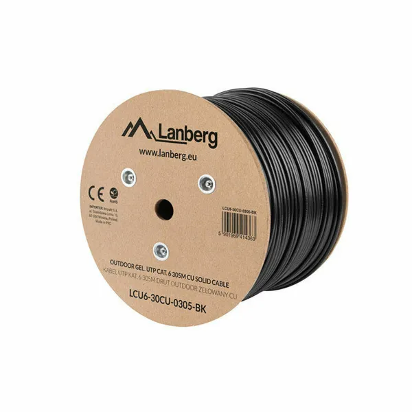 Жесткий сетевой кабель UTP кат. 6 Lanberg LCU6-30CU-0305-BK Чёрный 305 m