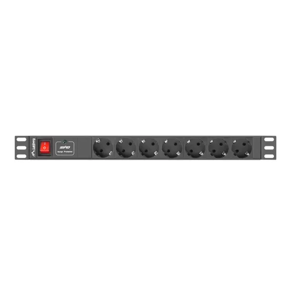 Strāvas virtene - 7 ligzdas ar Slēdzi Lanberg PDU-07F-0200-IEC-BK 2500 W 220-250 V 10 A