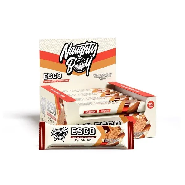 ESCO Protein Bar, White Chocolate Caramel Biscuit - 12 x 65g