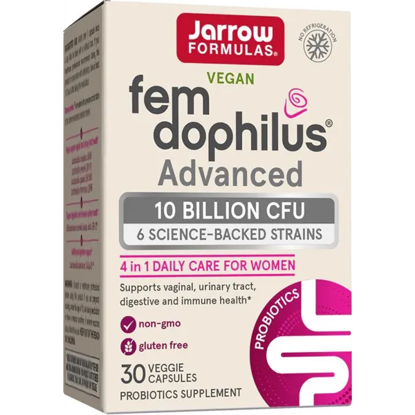 Fem-Dophilus Advanced - Säilyy hyvin, 10 miljardia pesäkemuodosta koostuvaa yksikköä (CFU) - 30 v-kapselia