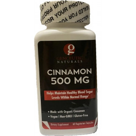 „Genceutic Naturals“ cinamonas, 500 mg – 60 v kapsulių