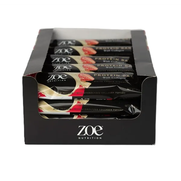 Протеиновый батончик с коллагеном, белый шоколад и клубника - 20 x 50 г