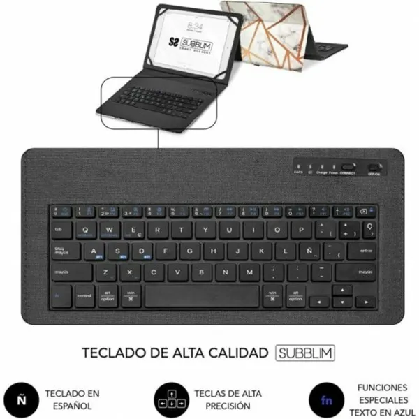 Planšetdatora un Klaviatūras Vāks Subblim SUBKT5-BTTW10 Daudzkrāsains Spāņu Qwerty QWERTY (1 gb.)