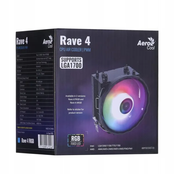 CPU Ventilators Aerocool AEROPGSRAVE4-FRGB-4P
