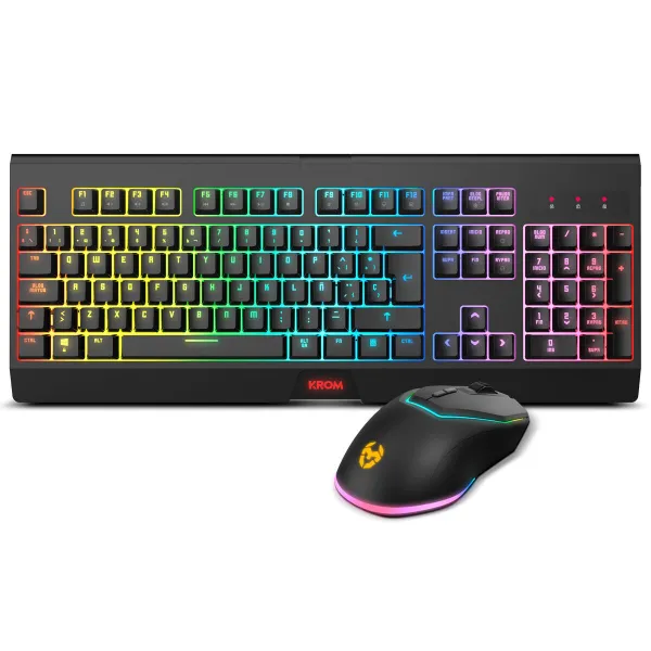 Klaviatūra un Pele Krom Kabala Melns Daudzkrāsains Spāņu Qwerty