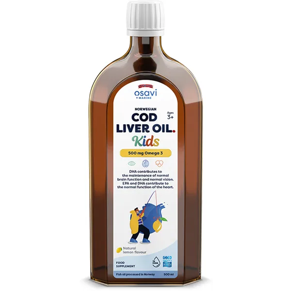 Norwegian Cod Liver Oil Kids, 500mg Omega 3 (Lemon) - 500 ml.