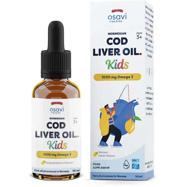 Norwegian Cod Liver Oil Kids, 1000mg Omega 3 (Lemon) - 50 ml.