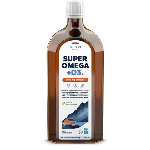 Super Omega + D3, 2900mg Omega 3 (Lemon) - 500 ml.