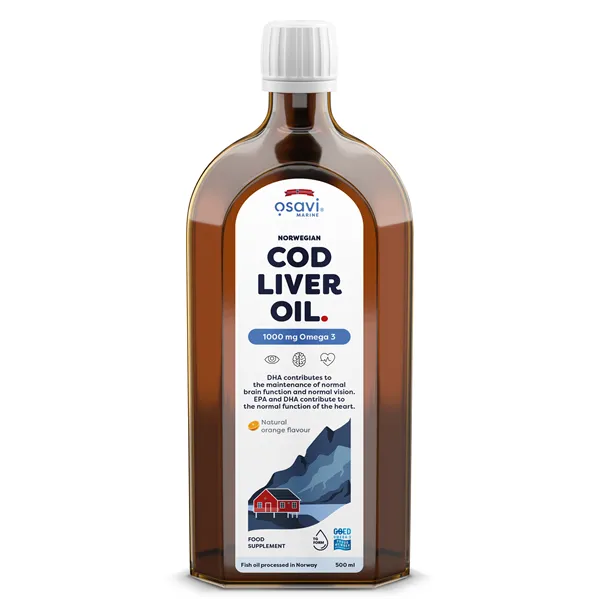 Norwegian Cod Liver Oil, 1000mg Omega 3 (Orange) - 500 ml.