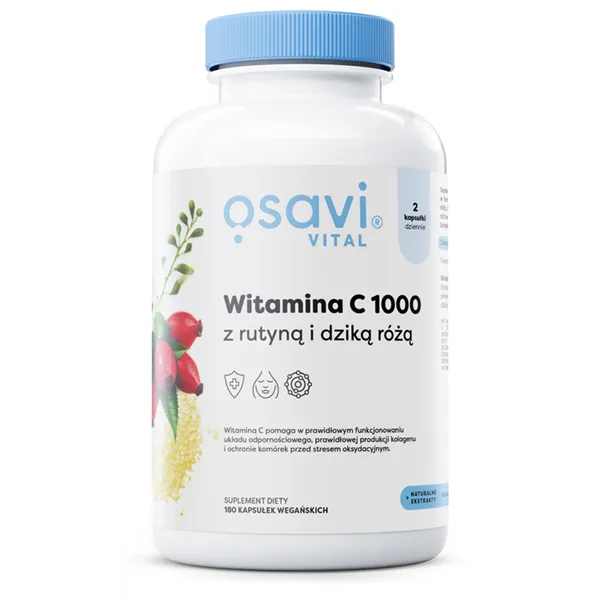 Witamina C1000 z Rutyną i Dziką Różą - 180 vegan caps