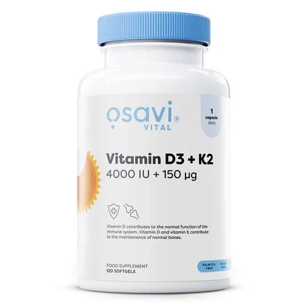 D3-vitamiini + K2, 4000 IU + 150 mikrogrammaa - | Osta verkosta — Megaluks