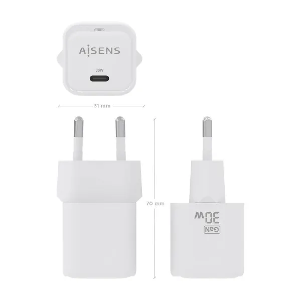 Сетевое зарядное устройство Aisens ASCH-30W1P018-W Белый 30 W (1 штук)