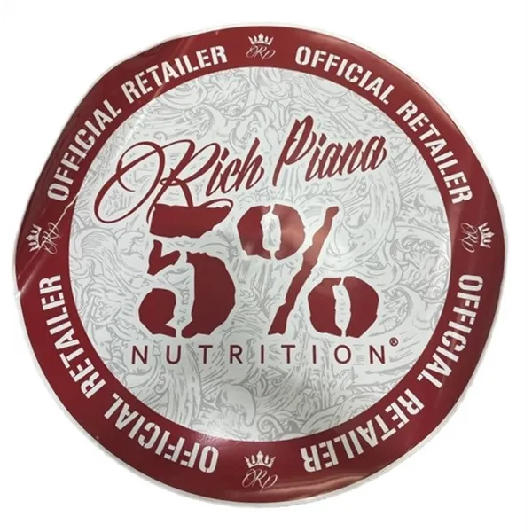 5% Nutrition Window Cling Circle, Red & Filigree