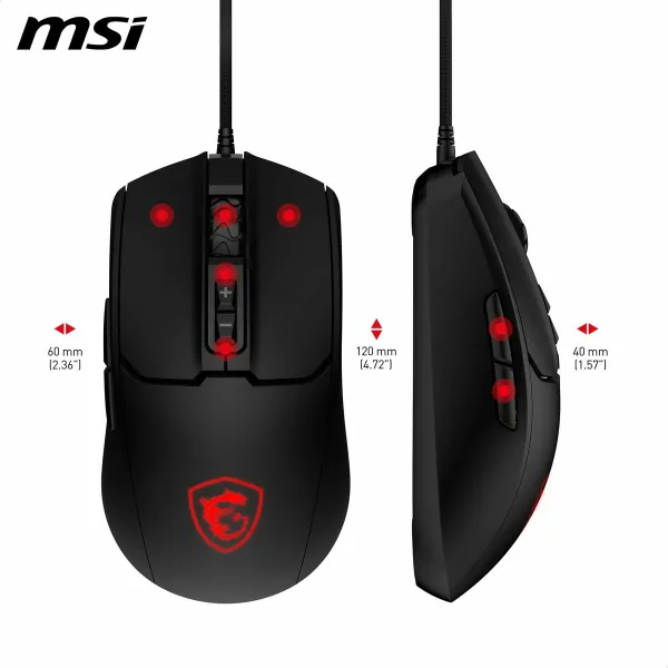Spēļu Pele MSI FORGE GM100 Melns 6400 dpi