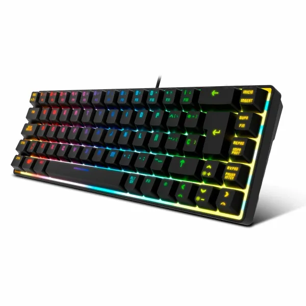 Tastatūra ar Spēļu Peli Krom NXKROMKALISTASP Spāņu Qwerty Melns