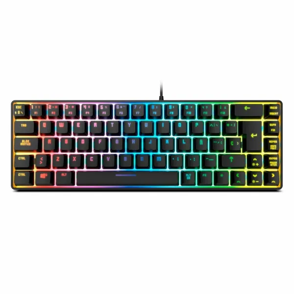Tastatūra ar Spēļu Peli Krom NXKROMKALISTASP Spāņu Qwerty Melns
