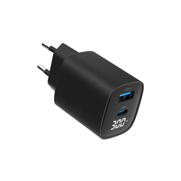 Sieninis įkroviklis GEMBIRD TA-UC-PDQC30LCD-BK-01 Juoda 30 W