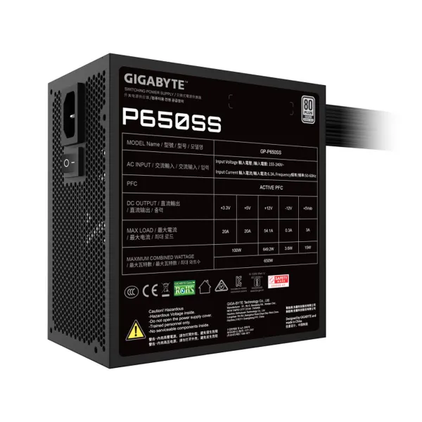 Maitinimo blokas Gigabyte P650SS ATX 650 W 550 W 80 Plus Silver