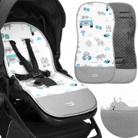 Stroller insert Springos SB0055, 37x78 cm, double-sided, stroller mat, animals
