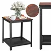 Nelikulmainen sohvapöytä hyllyllä Springos HF0026, 45x45x55 cm, loft-tyyli, musta/ruskea
