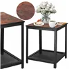 Nelikulmainen sohvapöytä hyllyllä Springos HF0026, 45x45x55 cm, loft-tyyli, musta/ruskea