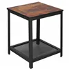 Nelikulmainen sohvapöytä hyllyllä Springos HF0026, 45x45x55 cm, loft-tyyli, musta/ruskea
