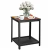 Nelikulmainen sohvapöytä hyllyllä Springos HF0026, 45x45x55 cm, loft-tyyli, musta/ruskea