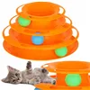 Interactive Cat Toy Ball Tower Carousel Springos PA0330 Orange
