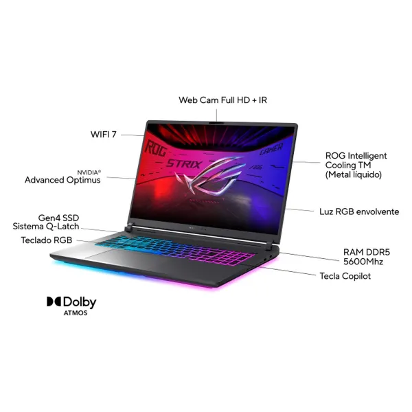 Laptop Asus ROG Strix G18 G815LP-S9034 17" intel core ultra 9 275HX 32 GB RAM 1 TB SSD nvidia geforce rtx 5070 Espanjalainen Qwe