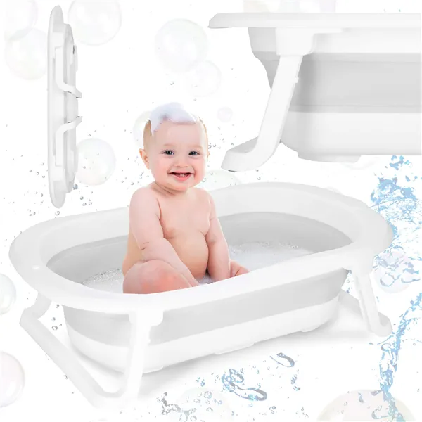 Baby bath portable Springos SB0059 40 L white-grey folding with plug