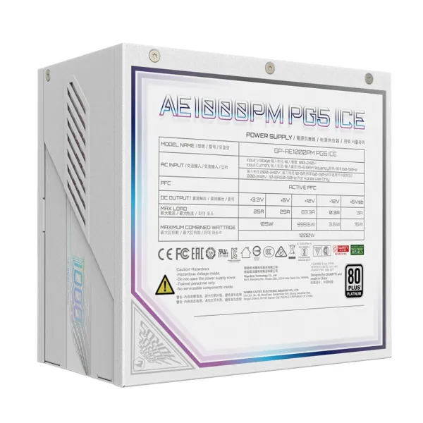 Maitinimo blokas Gigabyte GP-AE1000PM PG5 ICE ATX 1000 W 125 W 80 PLUS Platinum