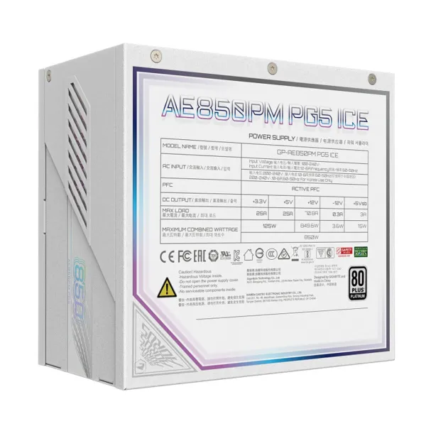 Maitinimo blokas Gigabyte GP-AE850PM PG5 ICE ATX 850 W 125 W 80 PLUS Platinum