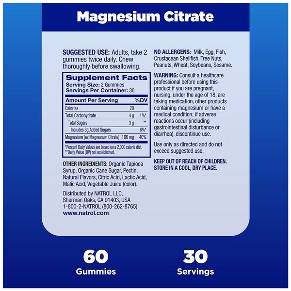 High Absorption Magnesium Citrate, Raspberry - 60 gummies