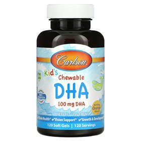 Kramtomosios DHA kapsulės vaikams, 100 mg apelsinų skonio – 120 minkštųjų kapsulių