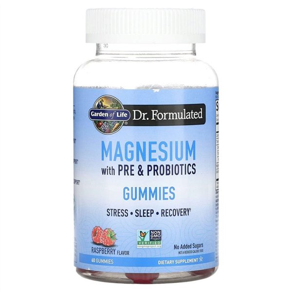 Жевательные конфеты Dr. Formulated Magnesium с пре- и пробиотиками, малина - 60 жевательных конфет