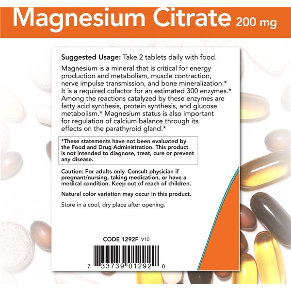 Magnesiumsitraatti, 200 mg - 100 tablettia | Osta verkosta — Megaluks