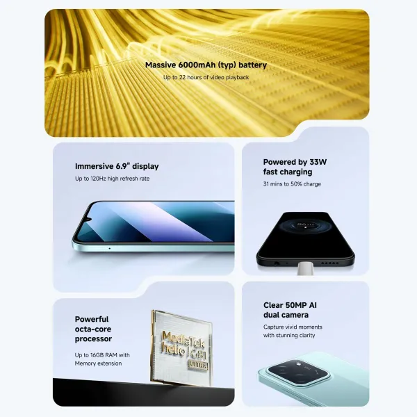 Išmanusis Telefonas Poco C85 6,9" Octa Core 6 GB RAM 128 GB Žalia