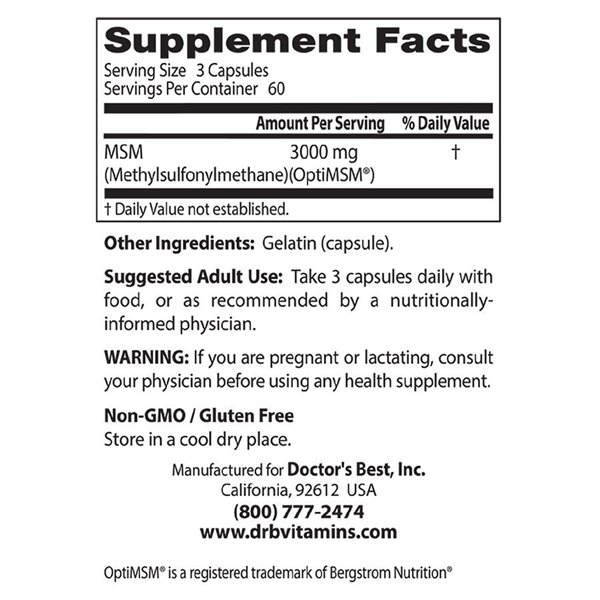 MSM with OptiMSM, 1000mg - 180 caps