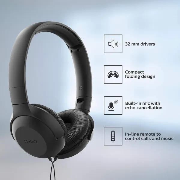 Uždaro tipo ausinės Philips TPV UH 201 BK Juoda