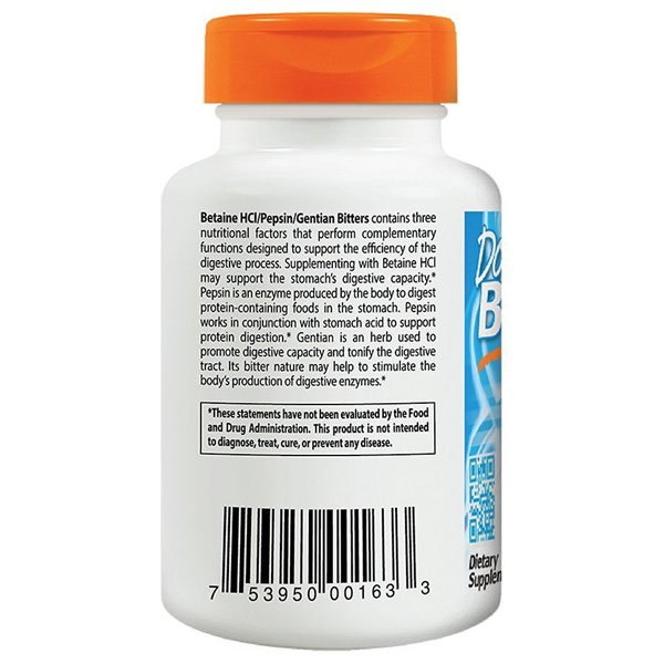 Betaīna HCl, pepsīna un genciāna rūgtvielas - 120 kapsulas